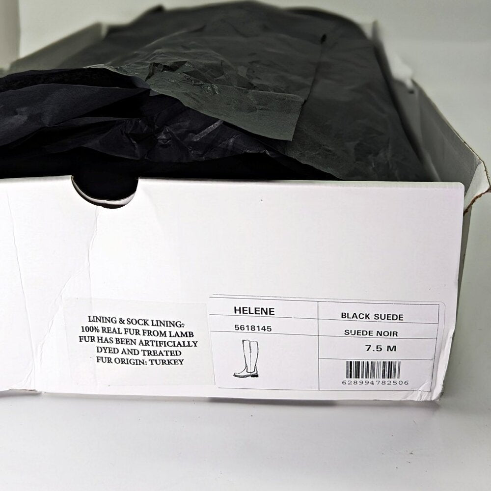 La Canadienne Women's Helene Black Suede Shearling Tall Boots Size 7.5 MSRP $635