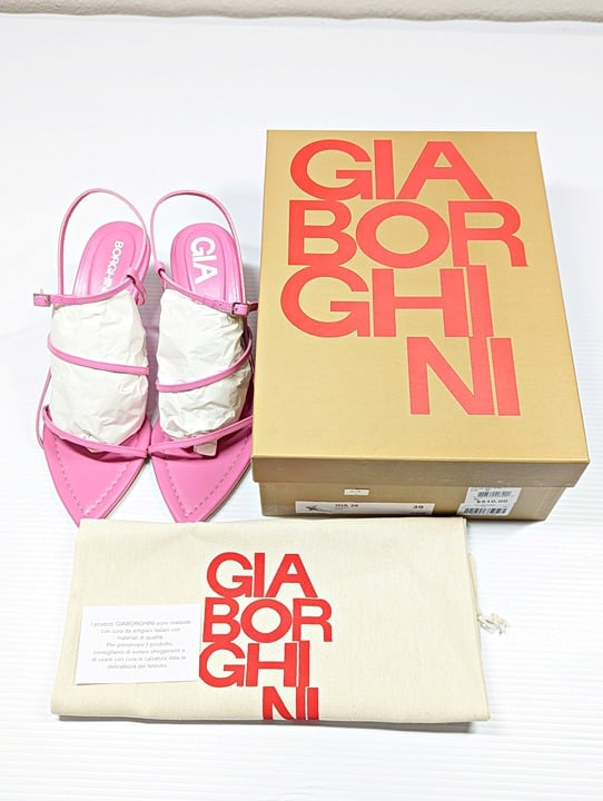Gia Borghini Women's Gia 26 Strappy Wedge Sandals Pink Size 39 IT (MSRP $510)