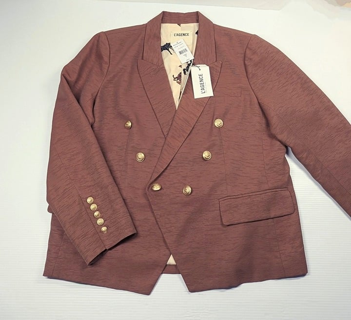 L’Agence Kenzie Women's Double Breasted Blazer in Fawn Size 16 (MSRP $595)