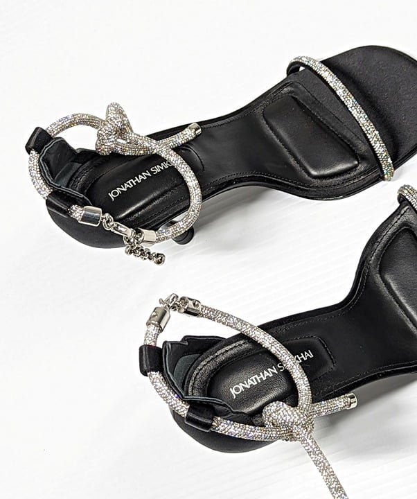 Jonathan Simkhai Dalton Women's Crystal Knot Black Sandal Size 36 EU (MSRP $595)