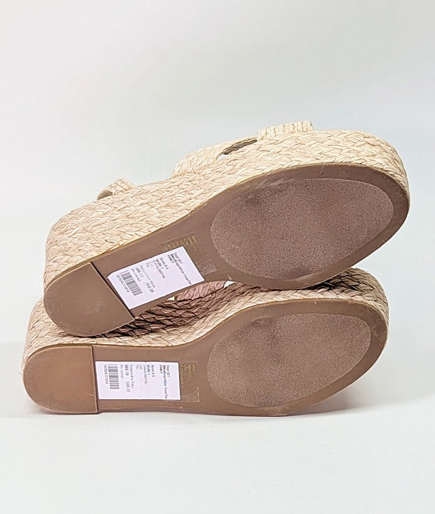 Steven New York Ramey Espadrille Platform Wedge Raffia Sandal Size 9.5 MSRP $130