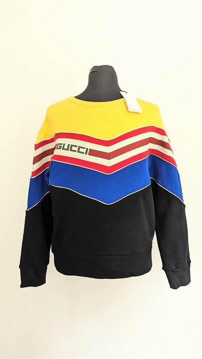 Gucci Men's Chevron Stripe Sweatshirt Multi Color Size S (MSRP $1,800)