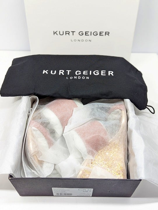 Kurt Geiger London Women's Charing Wedge Sandals Pale Pink Size 37 (MSRP $185)