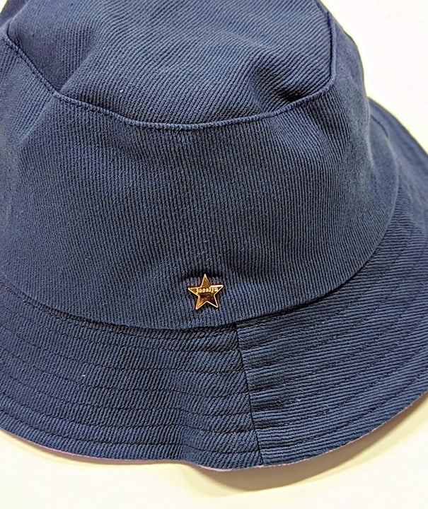 Jocelyn Women's Sequined Smiley Patch Bucket Hat in Navy O/S (MSRP $65)
