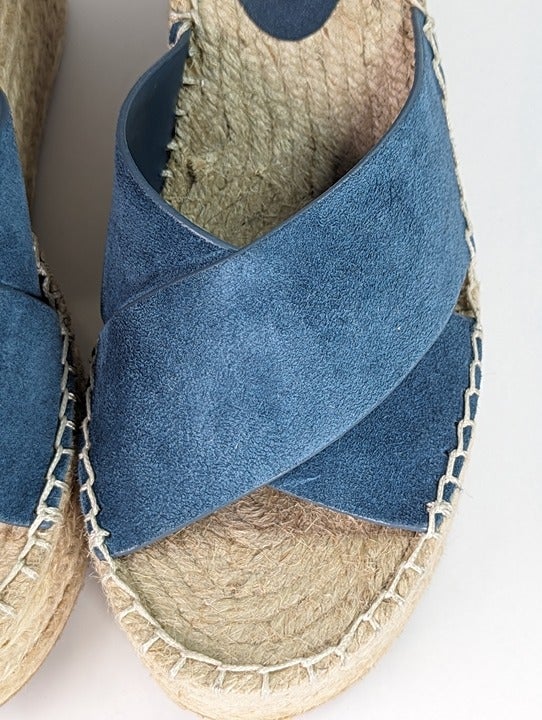 Marc Fisher Women's Able Square Toe Blue Wedge Platform Size 8 (MSRP $140)