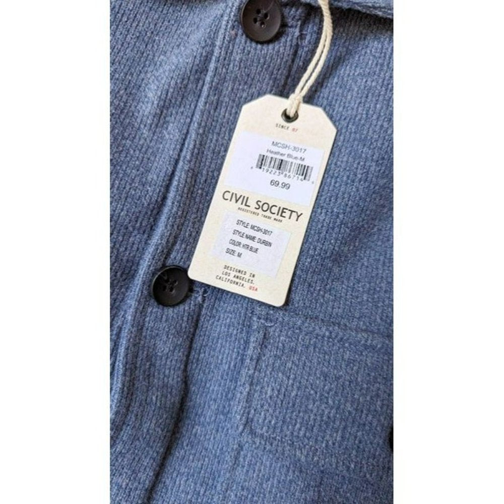 Civil Society Durbin Men's Relaxed Knit Shirt Jacket Blue Size M (MSRP $119)