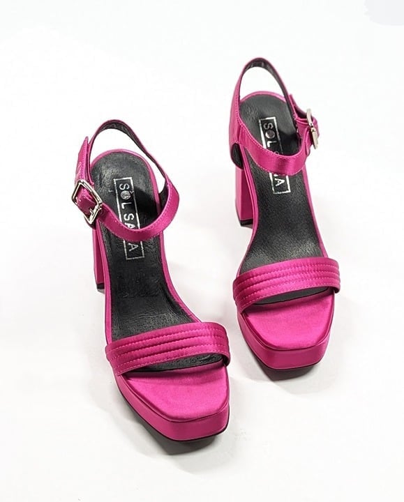 Sol Sana Women's Cathy Pink Satin Platform Sandals Size 39 EU (MSRP $165)