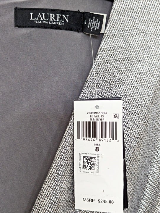Ralph Lauren Women's Metallic Knit Surplice Cocktail Dress Size 8 (MSRP $245)