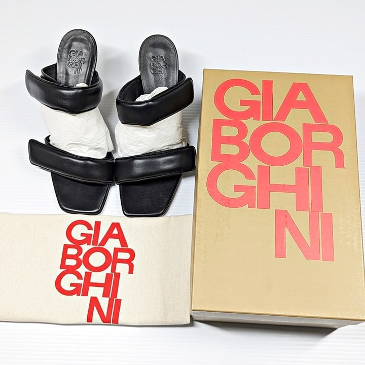 Gia Borghini X Pernille Teisbaek Perni 03 Womens Black Sandals Size 39 MSRP $395