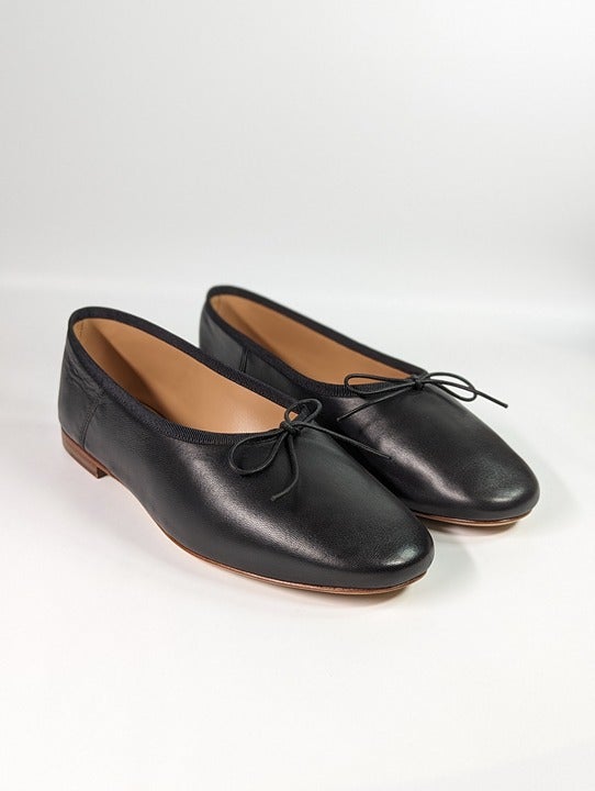 Mansur Gavriel Women's Dream Black Leather Ballerina Flats Size 37 (MSRP $395)
