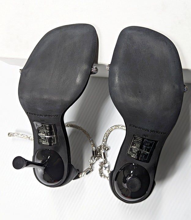Jonathan Simkhai Dalton Women's Crystal Knot Black Sandal Size 36 EU (MSRP $595)