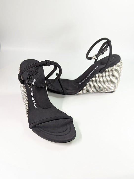 Alexander Wang Women's Dahlia Crystal Embellished Wedge Sandal Size 38 MSRP $850