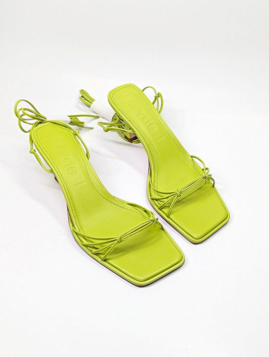 Aeyde Roda Women's Lace up Leather Sandals Apple Green Size 37 EU (MSRP $295)