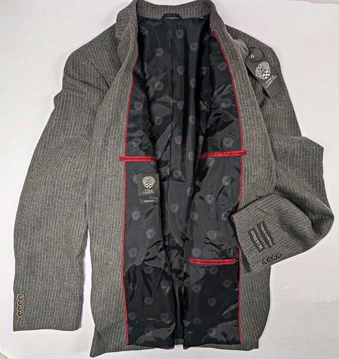 Vince Camuto Men's Bell 2-Piece Suit Light Gray Striped Size 42L/W35 (MSRP $150)