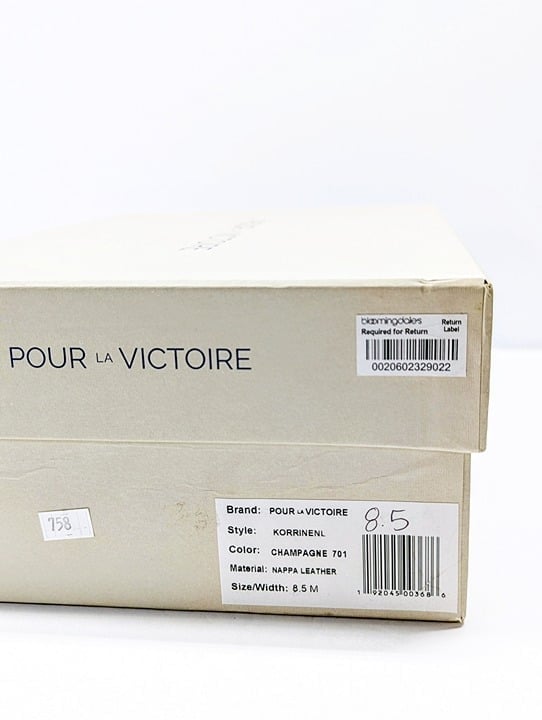Pour La Victoire Women's Korrine Leather Heel Mules Champagne Size 8.5 MSRP $245