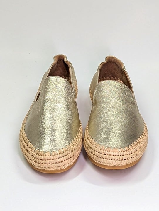 Clergerie Irmis2 Women's Gold Leather Espadrille Flats Size 8 (MSRP $345)