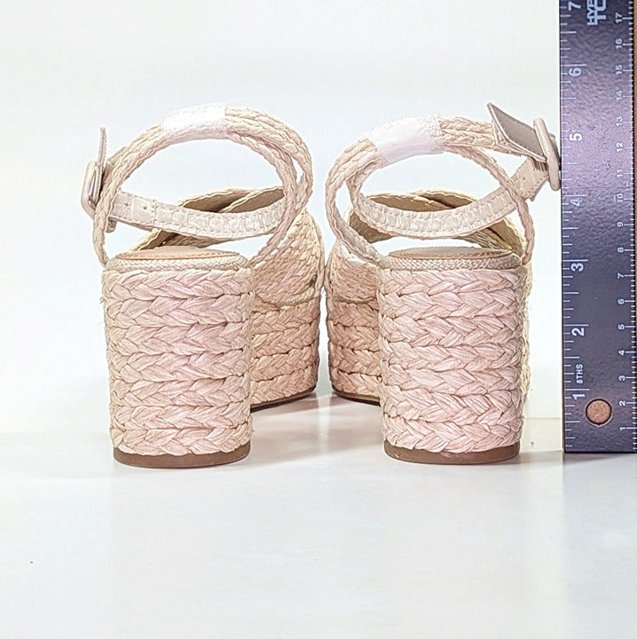 Steven New York Ramey Espadrille Platform Wedge Raffia Sandal Size 7.5 MSRP $130
