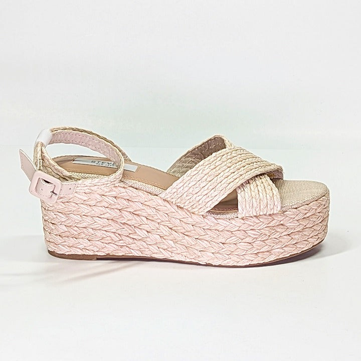 Steven New York Ramey Espadrille Platform Wedge Raffia Sandal Size 8 (MSRP $130)