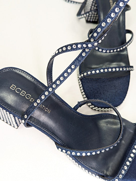 BCBGeneration Lissena-2 Women's Rhinestones Platform Sandals Size 9 MSRP $109