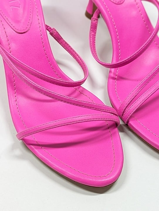 Schutz Women's Evenise Neon Pink Kitten Heel Sandals Size 8 B (MSRP $160)