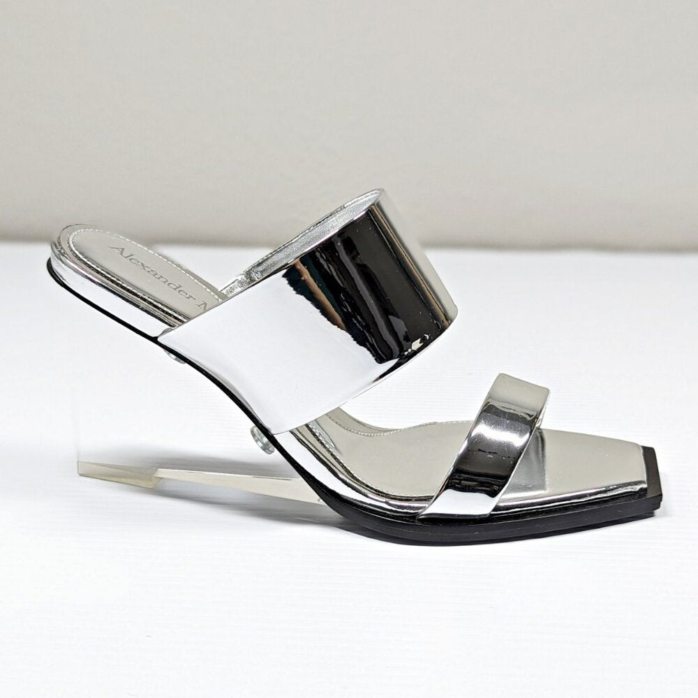 Alexander McQueen Women's Shard Wedge Heel Slide Sandals Size 37 IT (MSRP $1490)