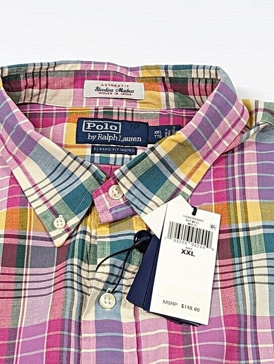 Polo Ralph Lauren Men Classic Fit Madras Poplin Popover Shirt Size XXL MSRP $148