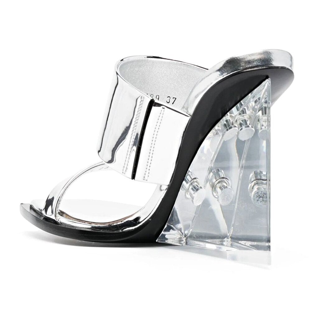 Alexander McQueen Women's Shard Wedge Heel Slide Sandals Size 37 IT (MSRP $1490)