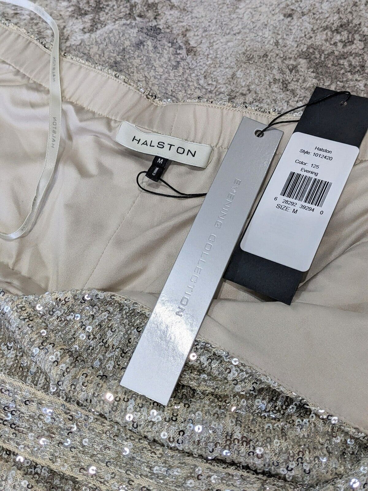 Halston Women's Sequined Halter Formal Dress M (MSRP $425)