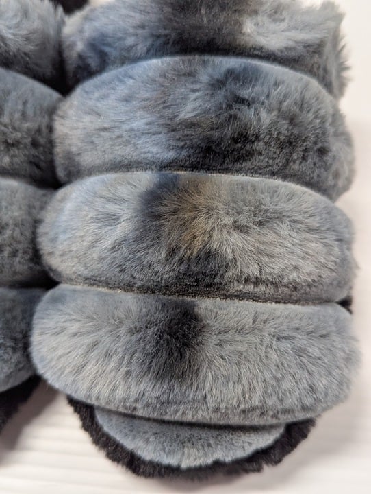 Jenni Women's Slippers Black Slide Clogs Plush Faux Fur Size M (7-8) MSRP $35