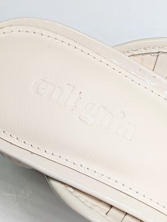 Cult Gaia Women's Alia Ball Leather Heel Mules Off White Size 38 (MSRP $325)