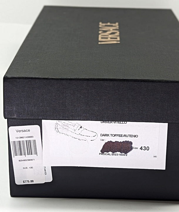 Versace Men's Medusa Coin Biggie Leather Slip On Penny Drivers Size 43 MSRP $775