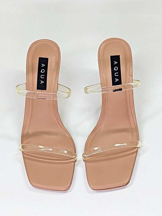 AQUA Women's Kyle High Heel Slide Clear Sandals Size 9.5 (MSRP $128)