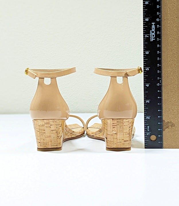 Stuart Weitzman Women's Nudistcurve Ankle Strap Wedge Sandals Size 38 MSRP $395