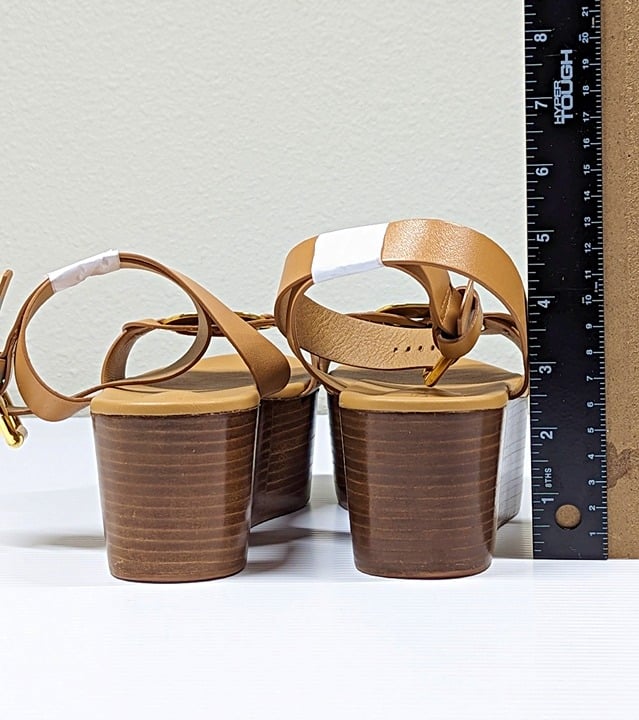 See by Chloé Women's Chany Logo Tan Wedge Platform Sandals Size 37 (MSRP $495)