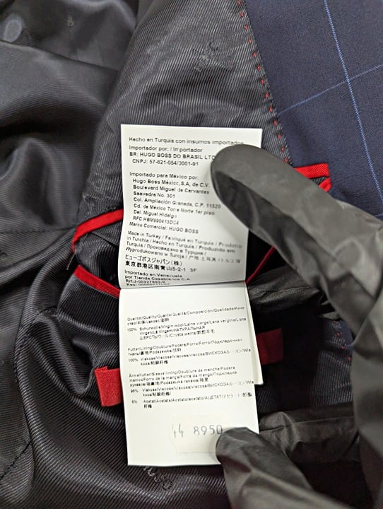 Hugo Boss Men's Dark Navy Windowpane Suit Jacket Size 34R (MSRP $445)