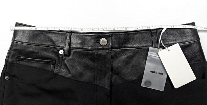 Helmut Lang Women's Black Leather-Trimmed Garter Skirt Size 10 (MSRP $425)