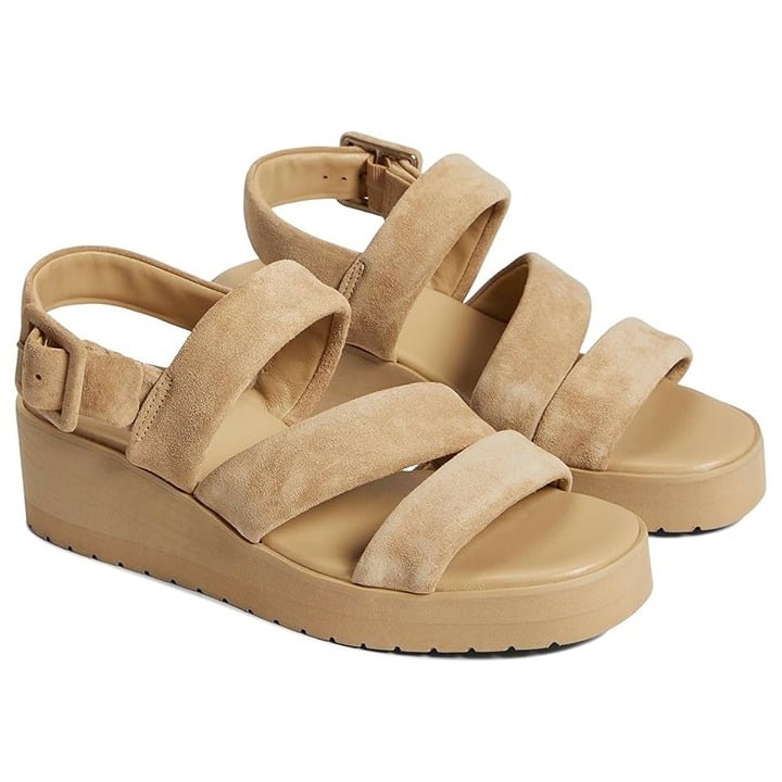 Vince Women's Skylar Strappy Slingback Sandals Dune Suede Size 8 M (MSRP $280)