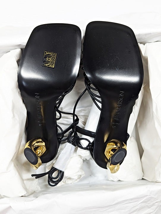 JW Anderson Women's Lamb Ankle Tie Chain High Heel Sandals Size 37 (MSRP $850)