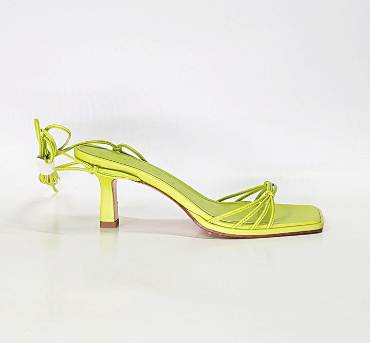 Aeyde Roda Women's Lace up Leather Sandals Apple Green Size 37 EU (MSRP $295)
