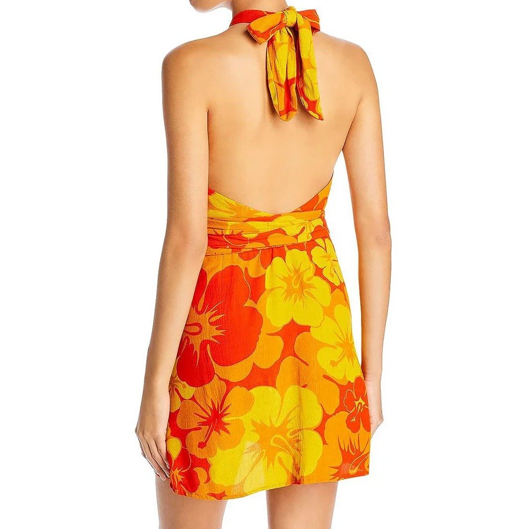 Faithfull The Brand Odette Floral Crepe Halterneck Dress Size S / US 4 MSRP $189
