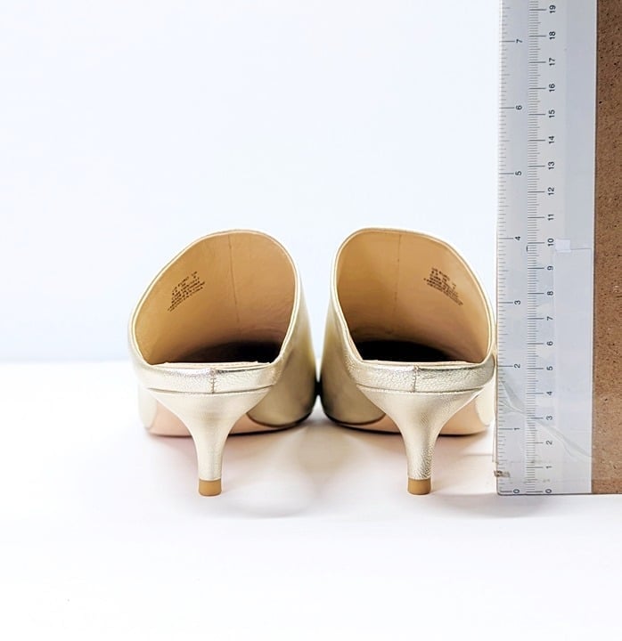 Pour La Victoire Women's Korrine Leather Heel Mules Champagne Size 8.5 MSRP $245
