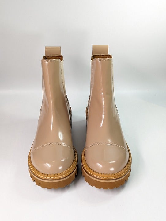 See By Chloé Women's Mallory Leather Chelsea Boots Beige Size 37 EU MSRP $475