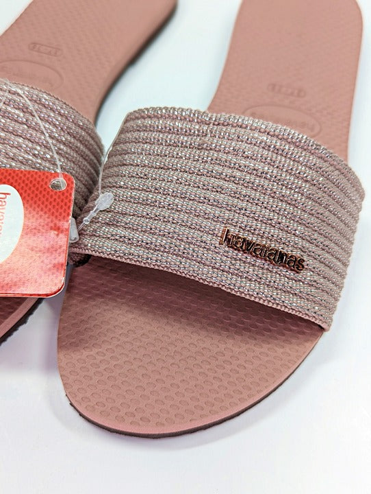 Havaianas You Malta Logo-Embellished Woven Rubber Sliders Size 37-38 (MSRP $50)