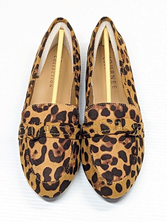 Journee Collection Women's Marci Leopard Slip On Flats Size 8 W (MSRP $65)