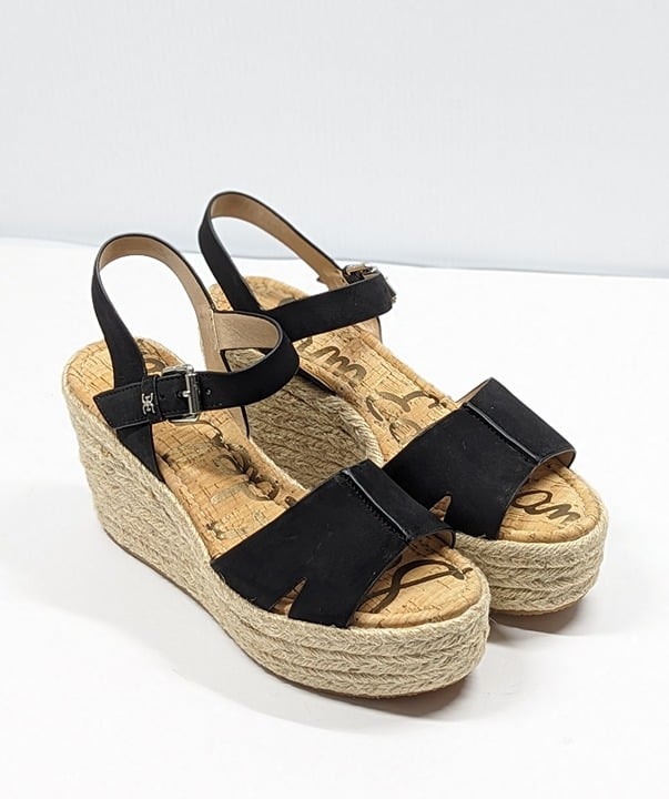 Sam Edelman Women's Maura Espadrille Wedge Sandals Black Size 9.5 M (MSRP $130)