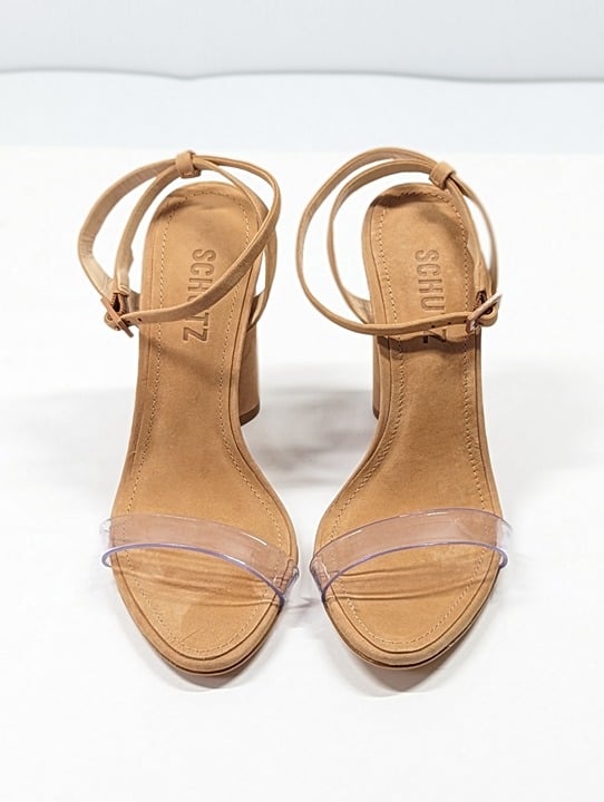 Schutz Women's Geisy Suede Illusion Ankle Strap Heel Sandals Size 6.5 MSRP $180