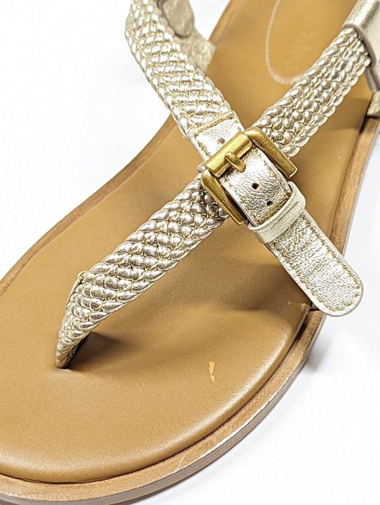 See by Chloé Women's Nola Gold Braided Strap Thong Sandals Size 37 (MSRP $325)