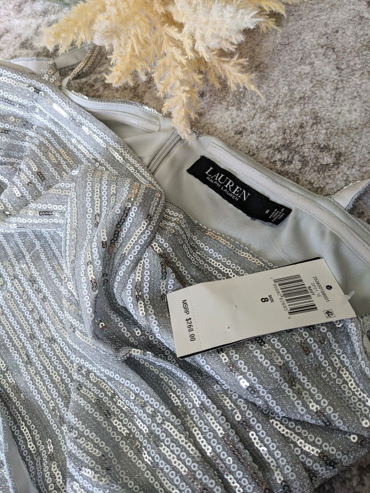 Lauren Ralph Lauren Women's Long Jumpsuit Metallic Sequin Top Size 8 (MSRP $260)