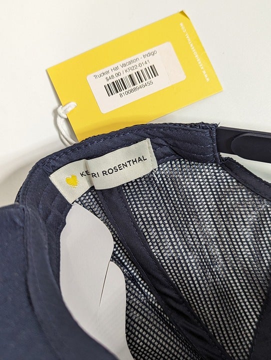Kerri Rosenthal Women's Patch Stripes Trucker Hat in Navy (MSRP $48)