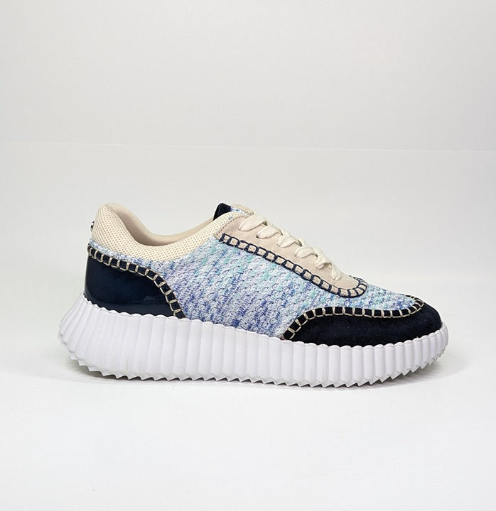 J/Slides Charlene Women's Navy Beige Whipstitch Sneaker Size 9 (MSRP $79)